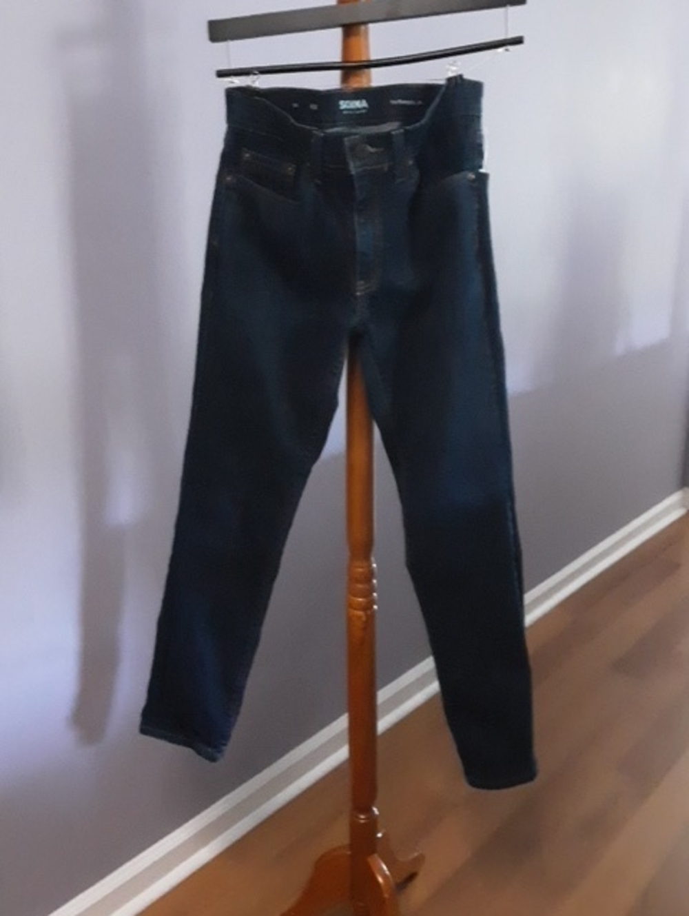 Sonoma Men's Slim Jeans in Dark Blue Denim.